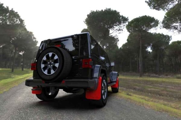 Rally Armor 18-22 Jeep JL Wrangler Red UR Mud Flap w/ Black Logo - Image 2