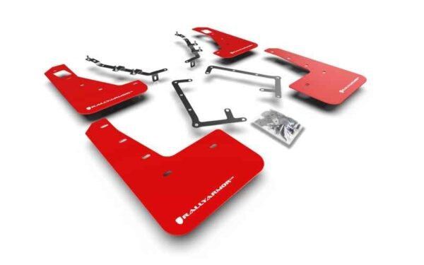 Rally Armor 2009-11 Ford Focus MK2 RS Red Mud Flap White Logo