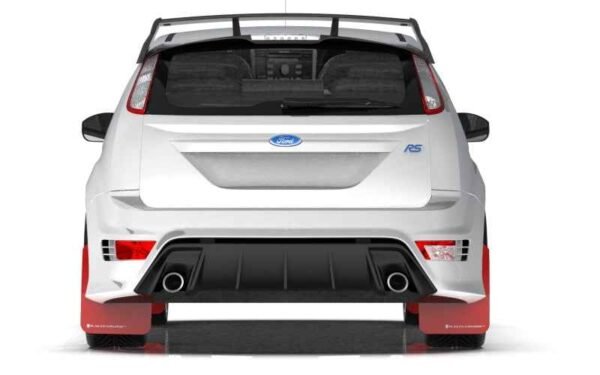 Rally Armor 2009-11 Ford Focus MK2 RS Red Mud Flap White Logo - Image 3