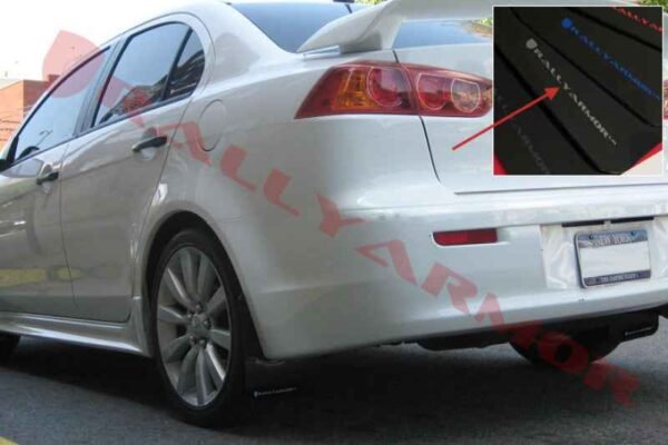 Rally Armor 2007+ Mitsubishi Lancer (doesnt fit Sportback) UR Black Mud Flap w/ Silver Logo - Image 2