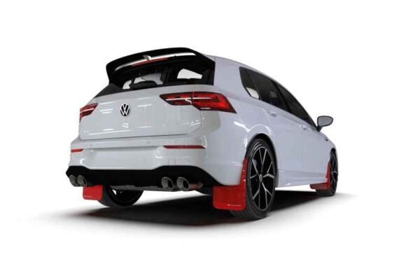 Rally Armor MK8 Volkswagen Golf GTI/R UR Red Mud Flap w/ White Logo - Image 2
