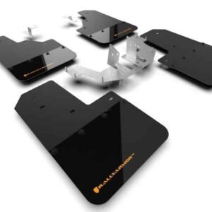Rally Armor 21-22 Ford Bronco (Plstc Bmpr - NO Rptr/Sprt - NO RR/RB) Blk Mud Flap w/Cy Orange Logo