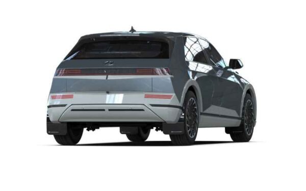 Rally Armor 2022 Hyundai Ioniq 5 Black Mud Flap w/ Light Blue Logo - Image 2
