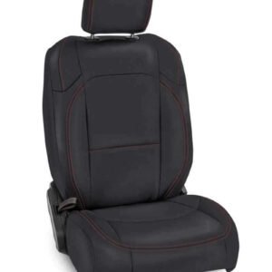 PRP 2018+ Jeep Wrangler JL/2 door/Rubicon  Front Seat Covers (Pair) - Black with Red Stitching
