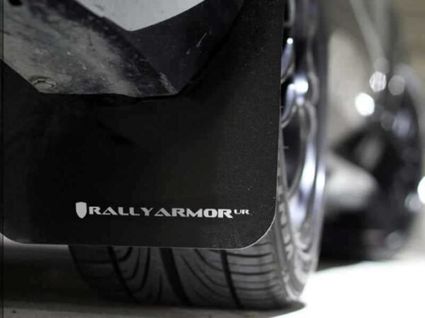 Rally Armor 08-10 WRX (hatch & sedan) / 08-11 Subaru 2.5i UR Black Mud Flap w/ White Logo - Image 2