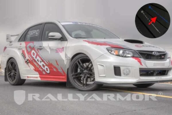 Rally Armor 11+ STI/WRX Sedan Only UR Black Mud Flap w/ Blue Logo - Image 2