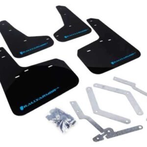 Rally Armor 13-16 Ford Focus ST /16-17 Focus RS UR Black Mud Flap with Nitrous Blue Logo