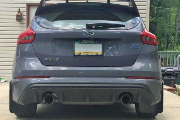 Rally Armor 13-16 Ford Focus ST /16-17 Focus RS UR Black Mud Flap with Nitrous Blue Logo - Image 2