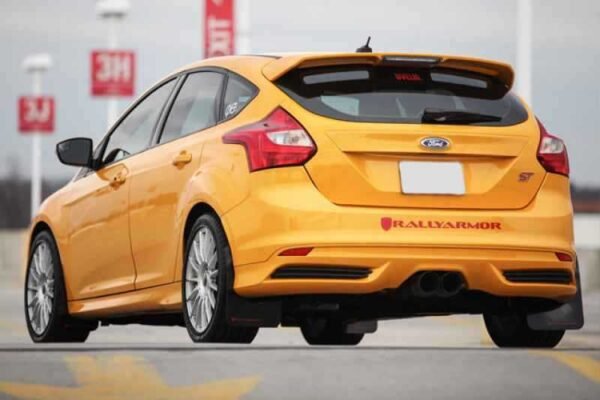 Rally Armor 13+ Ford Focus ST Red Mud Flap w/ White Logo - Image 3