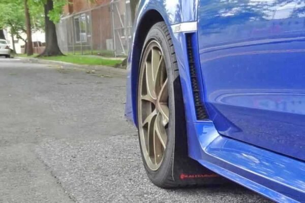 Rally Armor 15+ Subaru WRX & STi Sedan Only UR Black Mud Flap w/ White Logo - Image 5