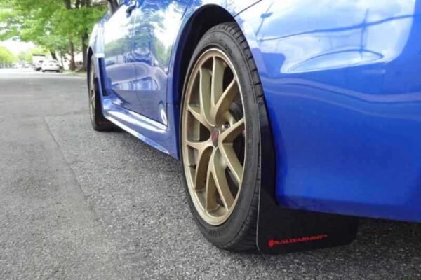 Rally Armor 15+ Subaru WRX & STi Sedan Only UR Black Mud Flap w/ White Logo - Image 6