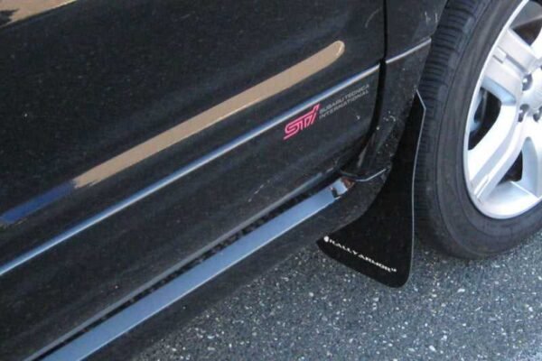 Rally Armor 2003-2008 Subaru Forester UR Black Mud Flap w/ White Logo - Image 2
