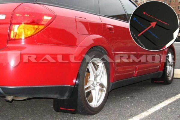 Rally Armor 2005-2009 Legacy GT and Outback UR Black Mud Flap w/ Red Logo - Image 2