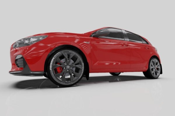 Rally Armor 2019+ Hyundai Elantra N Line UR Red Mud Flap w/ Black Logo - Image 4