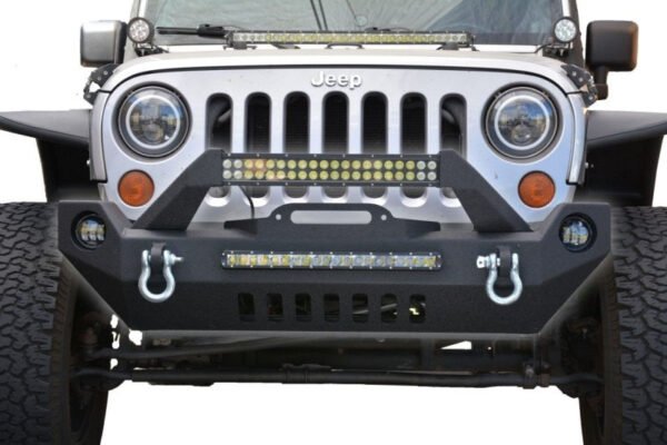DV8 Offroad 07-18 Wrangler JK FS-17 Mid Length Steel Front Bumper w/ Fog Lights - Image 3