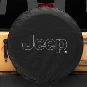 Officially Licensed Jeep 66-18 CJ5/ CJ7/ Wrangler YJ/ TJ/JK Outline Logo Spare Tire Cover- 31Inch - oljJ157894C