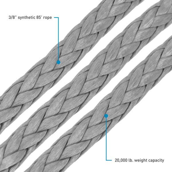 Borne Off-Road Synthetic Rope - 3/8in x 85ft - Grey - Image 2