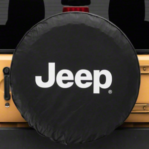Officially Licensed Jeep 66-18 CJ5/ CJ7/ Wrangler YJ/ TJ/JK White Logo Spare Tire Cover- 31Inch - oljJ157893C